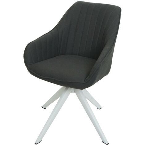 NEUWERTIG] Esszimmerstuhl HHG-786, Küchenstuhl Stuhl mit Armlehne, drehbar  Stoff/Textil dunkelgrau
