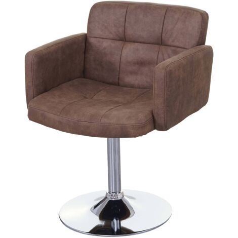 [NEUWERTIG] Esszimmerstuhl Houston, Drehstuhl Stuhl, Wildlederimitat Chrom MVG-zertifiziert vintage braun