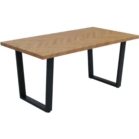 [NEUWERTIG] Esszimmertisch HHG-246, Tisch Küchentisch Esstisch, Industrial MDF Metall 160x90cm helle Eiche-Optik