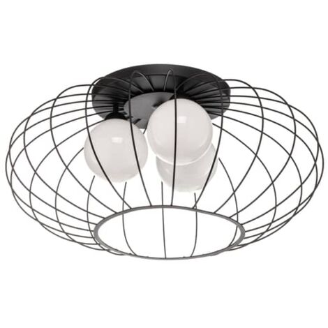 [NEUWERTIG] Euluna Deckenlampe Kronos Käfig Schwarz Drei Opalkugeln Deko Deckenlampe E14 B-Ware
