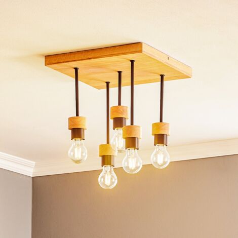 [NEUWERTIG] Euluna Deckenlampe Millume Eichenholz Quadrat 5 Flammig Deko Deckenlampe E27 B-Ware