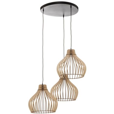 [NEUWERTIG] Euluna Hängeleuchte Barrel Mit Holzschirmen Deckenlampe Deko Pendelleuchte 517 B-Ware