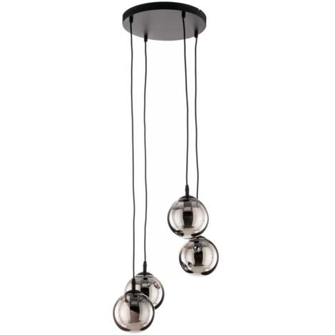 [NEUWERTIG] Euluna Hängeleuchte Glassy Pendelleuchte Deckenlampe Lampe 4 Flammig Glas Grafit B-Ware