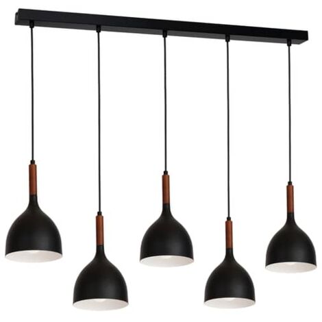 [NEUWERTIG] Euluna Hängeleuchte Noak Pendelleuchte Deckenlicht E27 5 Flg Lang Schwarz Holz B-Ware
