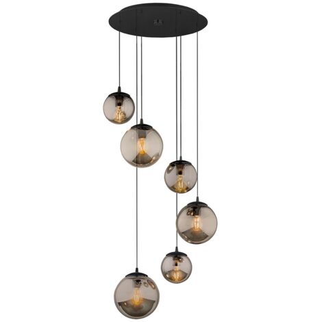 [NEUWERTIG] Euluna Hängeleuchte Smoky Mit Glasschirmen Pendelleuchte Hängelampe Lampe 6 Flg. B-Ware