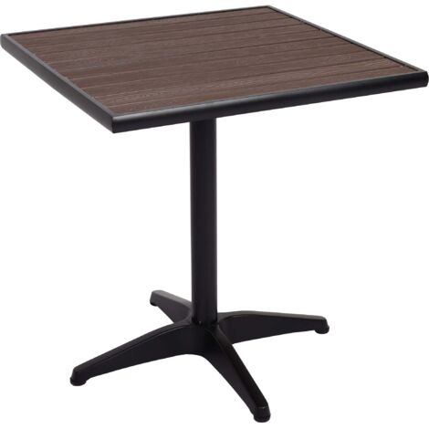 [NEUWERTIG] Gartentisch HHG-861, Balkontisch Bistrotisch, Gastronomie Outdoor-Beschichtung Alu Holzoptik schwarz, dunkelbraun
