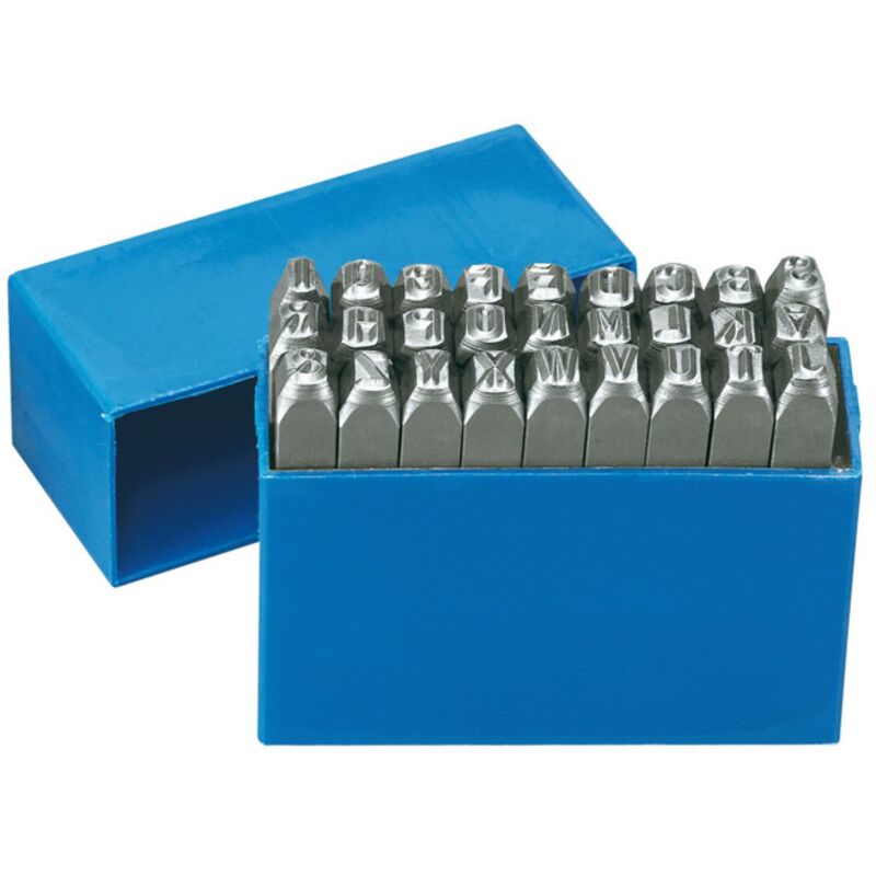 Image of [NEUWERTIG] Gedore Schlagbuchstaben Set Buchstaben Stempel Schrifthöhe 6mm 27 Teilig Blau B-Ware
