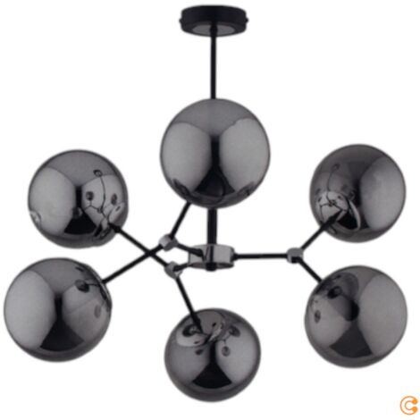 [NEUWERTIG] Hängeleuchte Foton Pendelleuchte Deckenlampe Sechsflammig Schwarz Silber B-Ware