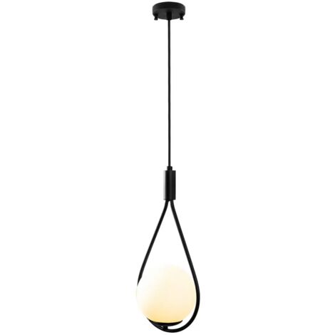 [NEUWERTIG] Hängeleuchte Gmn 00008 1 Flammig Schwarz/Opalglas Deckenlampe Lampe Leuchte 273 B-Ware