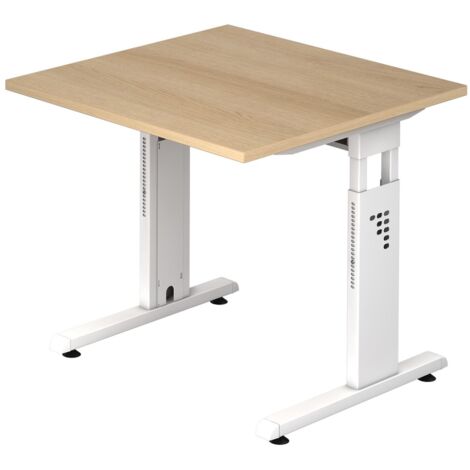 [NEUWERTIG] Hammerbacher Höhenverstellbarer Schreibtisch Vos08/E/W Eiche Weiß 80x80x65 Cm B-Ware