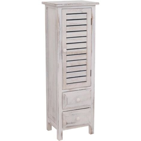 HHG [NEUWERTIG] Kommode Schrank, 90x30x25cm, Shabby-Look, Vintage weiß