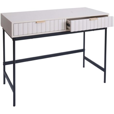 [NEUWERTIG] Konsolentisch HHG-232, Telefontisch Ablagetisch, Industrial Schublade Melamin 85x100x40cm Holzoptik weiß
