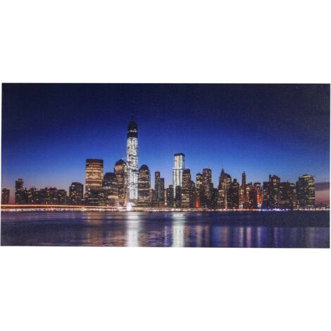 [NEUWERTIG] LED-Bild, Leinwandbild Wandbild Leuchtbild, Timer MVG-zertifiziert 100x50cm One World Trade Center, flackernd