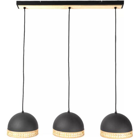 [NEUWERTIG] Lindby Lonnaris Hängelampe Hängeleuchte Deckenlampe Leuchte Rattan Schwarz 3 Fl. B-Ware