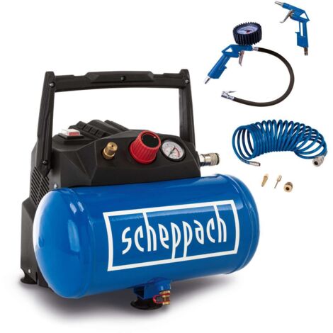 [NEUWERTIG] [NEUWERTIG] Scheppach Kompressor HC06 mit Zubehörset  230V  1200 W Leistung  8 bar Arbeitsdruck  6 L Kesselvolumen  200 L/min Ansaugleistung  inkl. Zubehör
