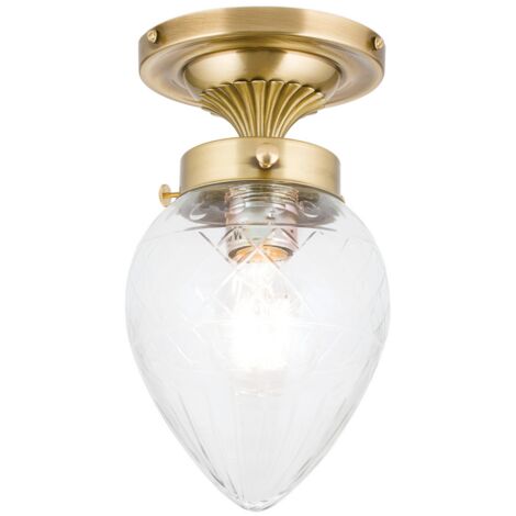 [NEUWERTIG] Orion Deckenleuchte Lampe Enna ø 15 Cm Bronze Transparent Messing Glas E27 Lampe B-Ware