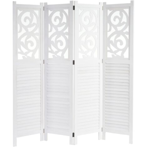 [NEUWERTIG] Paravent Izmir, Raumteiler Trennwand Sichtschutz, Ornamente 170x161x2cm, weiß