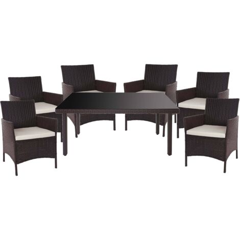 [NEUWERTIG] Poly-Rattan-Garnitur Hamar, Gartenmöbel Balkon-Set Sitzgarnitur braun, Kissen creme