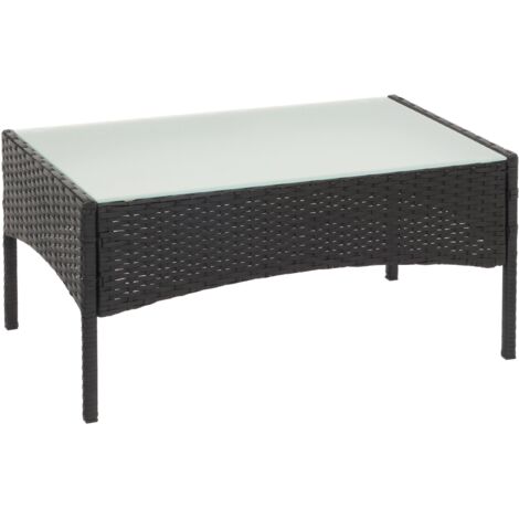 [NEUWERTIG] Poly-Rattan Gartentisch Hamar, Beistelltisch Tisch mit Glasplatte anthrazit