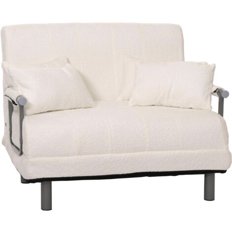 [NEUWERTIG] Schlafsessel HHG-695, Klappsessel Schlafsofa Gästebett, Liegefläche 190x100cm, Stoff Bouclé (500g/m²) creme