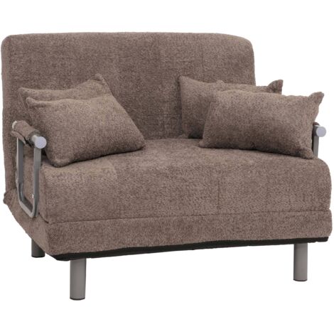 [NEUWERTIG] Schlafsessel HHG-695, Klappsessel Schlafsofa Gästebett, Liegefläche 190x100cm, Stoff Bouclé (500g/m²) hellbraun