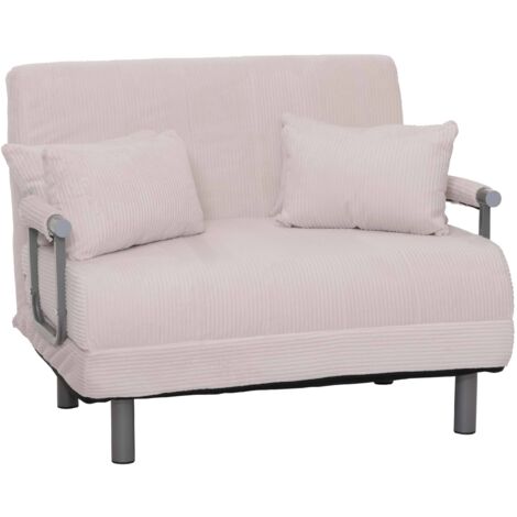 [NEUWERTIG] Schlafsessel HHG-702, Klappsessel Schlafsofa Gästebett, Liegefläche 190x100cm, Stoff Cord (330g/m²) creme-weiß
