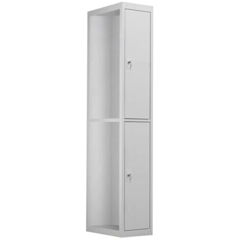 [NEUWERTIG] Stier Anbauelement Garderobenspind Spind 2 Fächer 1800x300x500mm Lichtgrau B-Ware