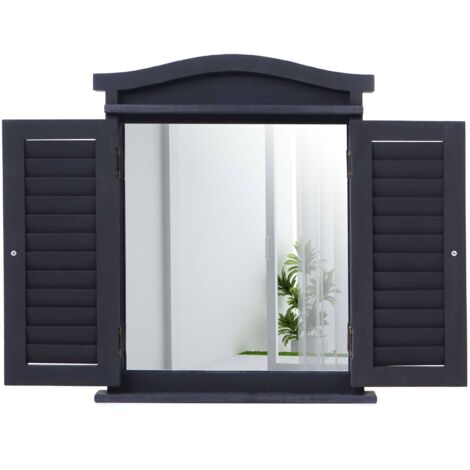[NEUWERTIG] Wandspiegel Spiegelfenster mit Fensterläden 53x42x5cm dunkelgrau