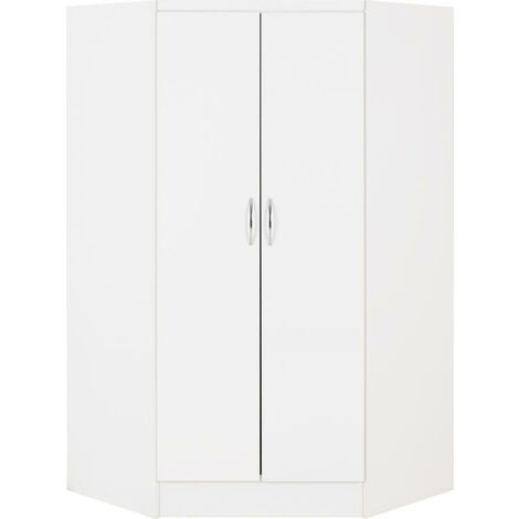 Nevada 2 Door Corner Wardrobe - L108 x W143 x H182.5 cm - White Gloss