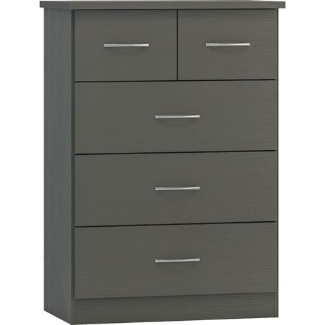 Nevada 3+2 Drawer Chest - L46 x W81 x H115.5 cm - 3D Effect Grey