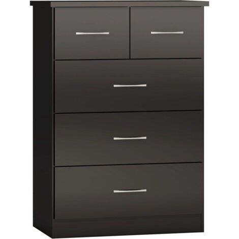 Nevada 3+2 Drawer Chest - L46 x W81 x H115.5 cm - Black Gloss