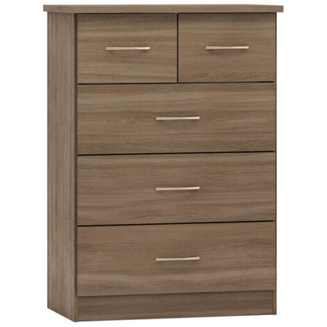 Nevada 3+2 Drawer Chest - L46 x W81 x H115.5 cm - Rustic Oak Effect