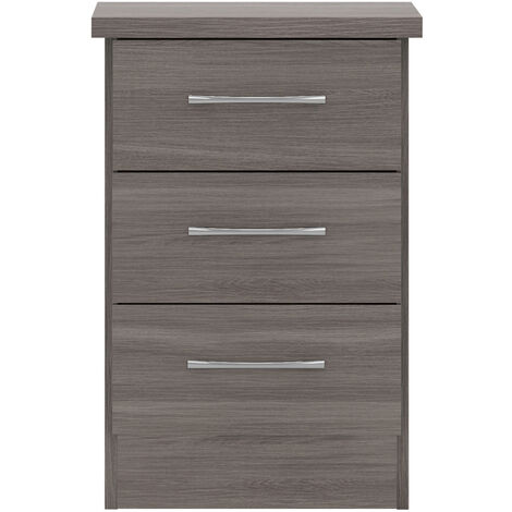 Nevada 3 Drawer Bedside - L40 x W40 x H61 cm - Black Wood Grain