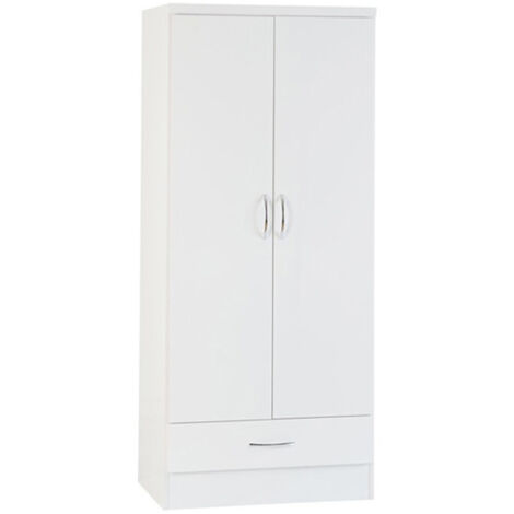 Nevada 4 Door 2 Drawer Mirrored Wardrobe - L52 x W154 x H182.5 cm - White Gloss