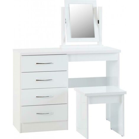 Nevada 4 Drawer Dressing Table Set - White Gloss