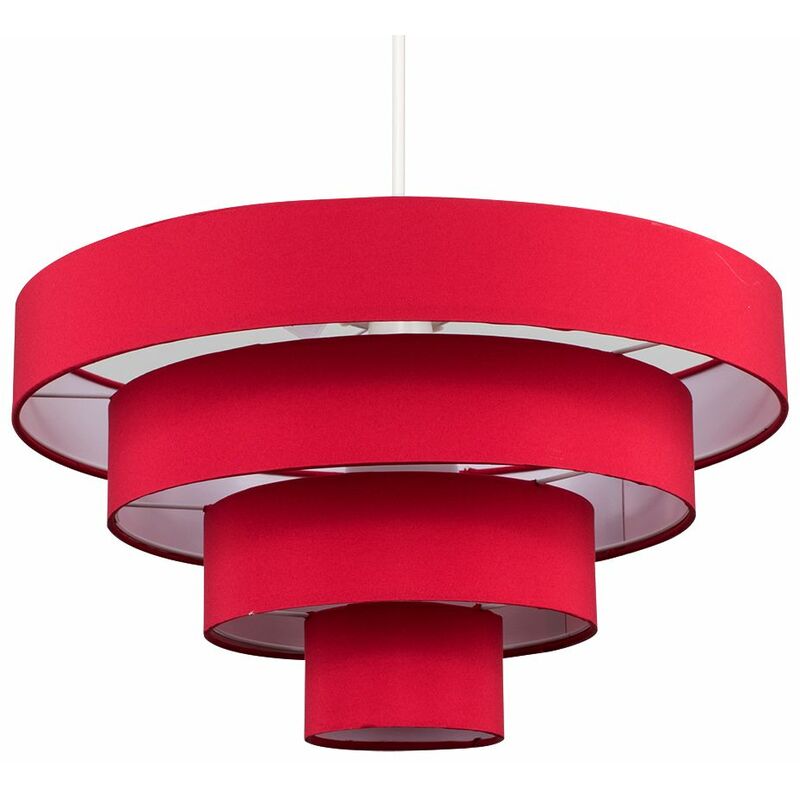 4 Tier Faux Silk Ceiling Light Shade Pendant - Red