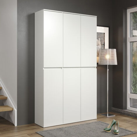 Nevada Kleiderschrank 6 Türen, weiß.