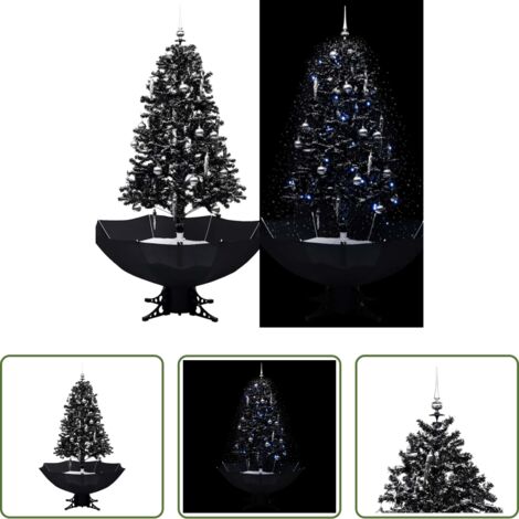 Neve artificiale -  Albero di Natale con Nevicata e Base ad Ombrello Nero 170cm PVC