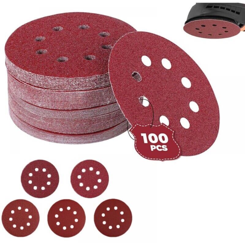 Never used] 100 pieces of sandpaper for eccentric sanders, ø 125 mm sanding discs, grain 60/80/100/120/240 (20 discs per grain)
