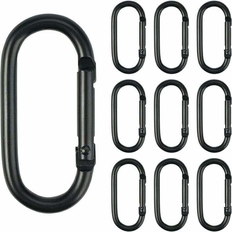 [NEVER USED] 10PCS Carabiner, 2cm 5cm Small Black Carabiner, Mini Aluminum Spring-Loaded Climbing Keyring Carabiners, Carabiners for Securing
