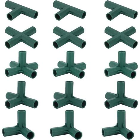 [NEVER USED] 15 Pieces Greenhouse Frame Connectors, Garden Frame Corner Connectors, 16 mm Propeller Rod, 5 Types, Heavy Duty Stable Bracket for Greenhouse