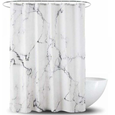 [NEVER USED] 180 x 200 cm Waterproof Fabric Shower Curtain with Reinforced Hem - Various Sizes - Marble Pattern - Washable Polyester