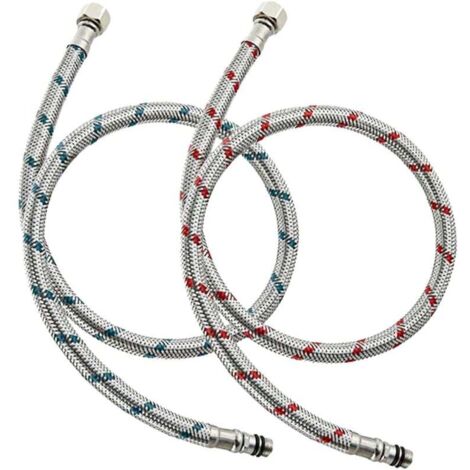 [NEVER USED]  2 Pieces Flexible Kitchen Faucet G3/8 X M10 X 60cm Flexible Faucet Connection Hose for Bathroom Sink Mixer Tap, Stainless Steel