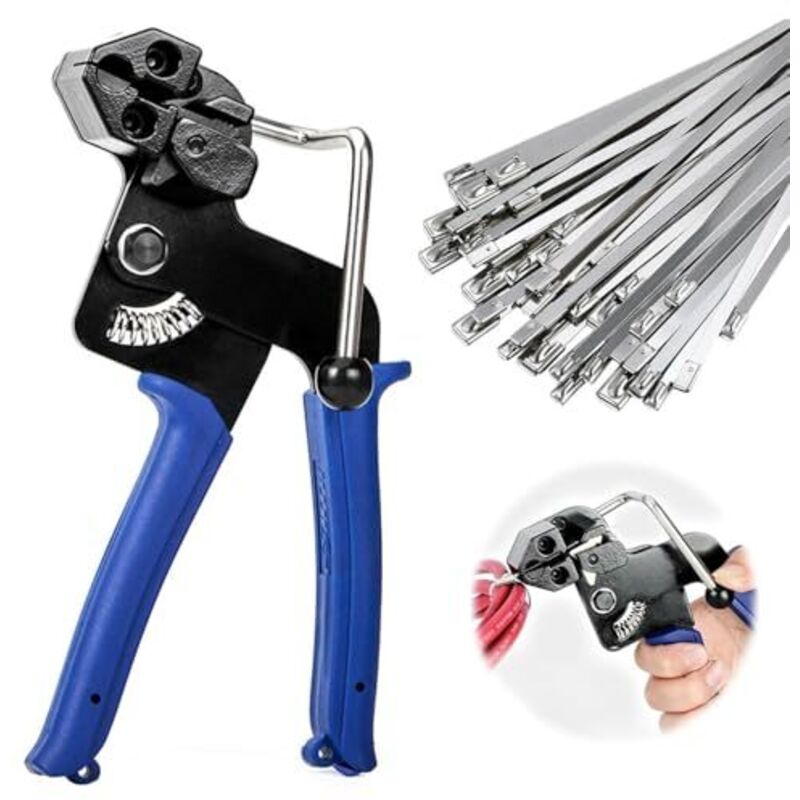 [NEVER USED] 200pcs Stainless Steel Cable Ties and Metal Cable Tie Gun, Pliers, 150mm/200mm/250mm/300mm Cable Ties Cable Tool, Gun for Tightening Cut