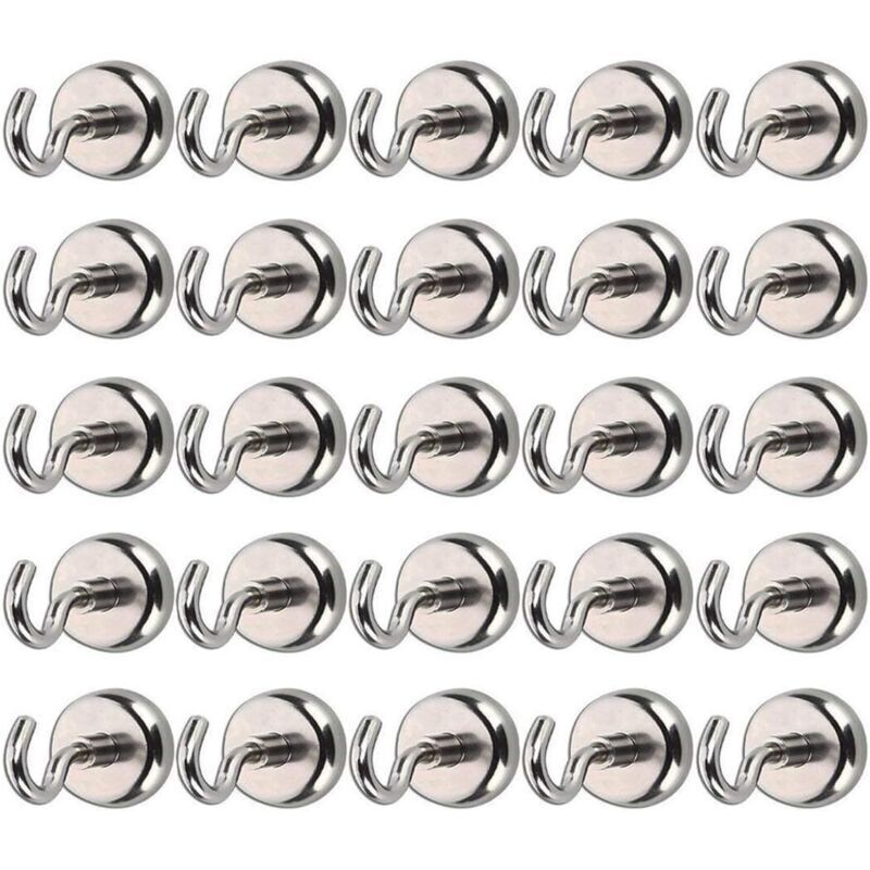 [NEVER USED] 25 PCS Magnetic Hooks with Neodymium Magnets, Very Strong Hooks for Kitchen, Bathroom, Bedroom, Garage, Locker, Office, Refrigerator