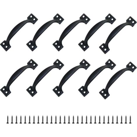[NEVER USED] 2x Door Handle Furniture Handle 100mm Retro Furniture Handle with Screws for Garden Sheds Wooden Gates Kitchen Cabinets - Black