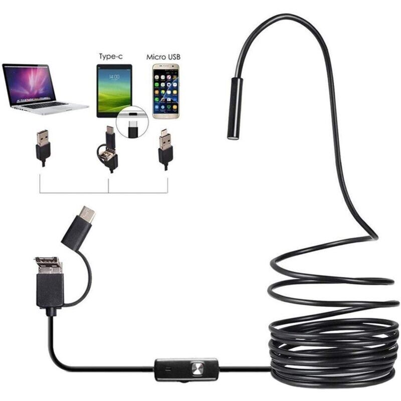 Odipie - never used] 3-in-1 7mm Endoscope Inspection Camera for Android Type-C usb Interface, Tube Sink Drain Pipe Camera with 6 Adjustable led