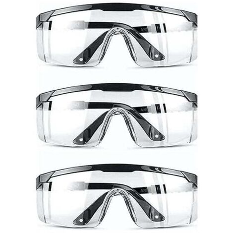 [NEVER USED] (3 pieces) Safety glasses anti-fog, anti-UV, anti-scratch, suitable for workplace, construction, DIY, laboratory, welding, chemistry