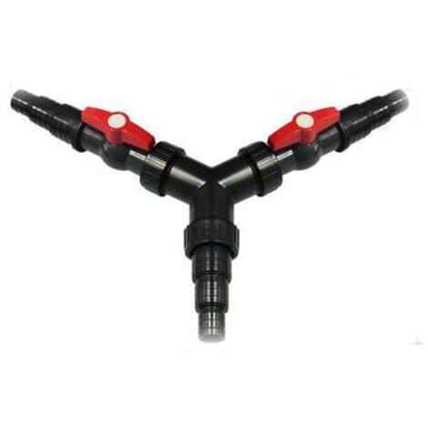 [NEVER USED]  3 Way Y Manifold Water Dispenser 2 Stop Valves 25/32/38mm (1"/1 1/4"/1 1/2") for Pond Pumps and Streams