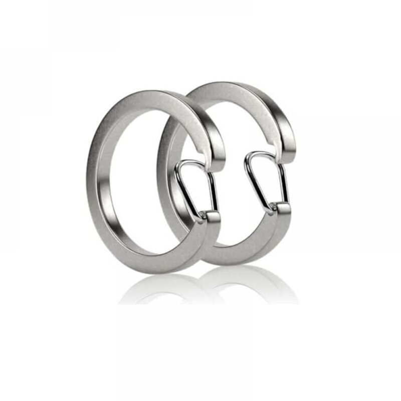 [NEVER USED] (32mm) 2 Pack Stainless Steel Key Rings - Quick Release - Small Carabiners - Keychain Accessories